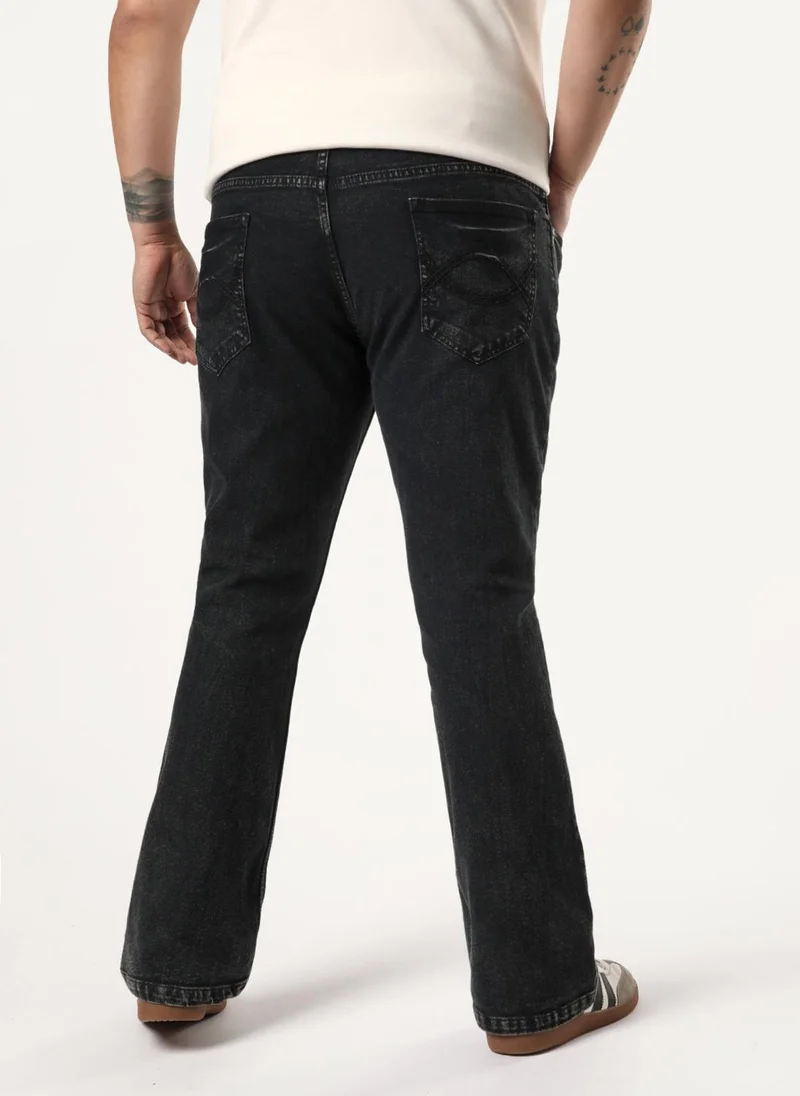 Urbano Fashion  Urbano Plus Men's Black Bootcut Fit Mid Rise Acid Wash Jeans Stretchable for Men | Best Price UAE